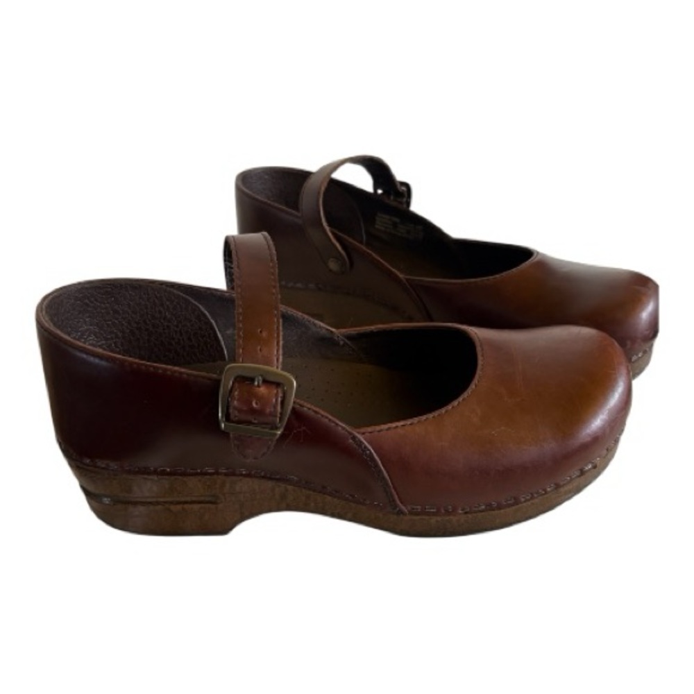 RARE!! Brown Leather Dansko Mary Jane Wedge Shoes